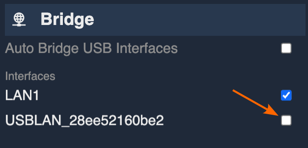 USB ethernet bridge