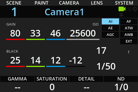Cyanview RCP home screen