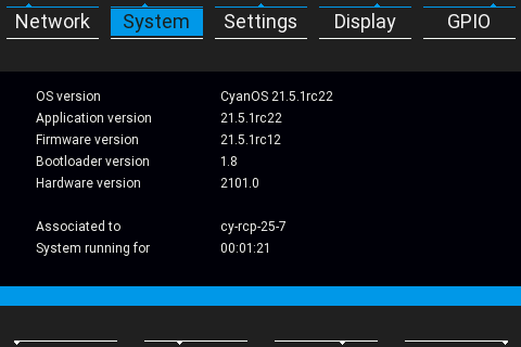 cyanview-support-RCP-manual-touchscreen-menu-system-info